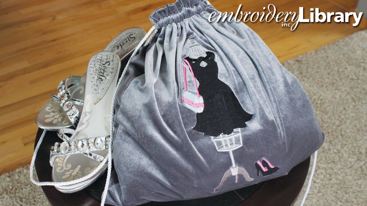 Embroidered Velvet Shoe Bags