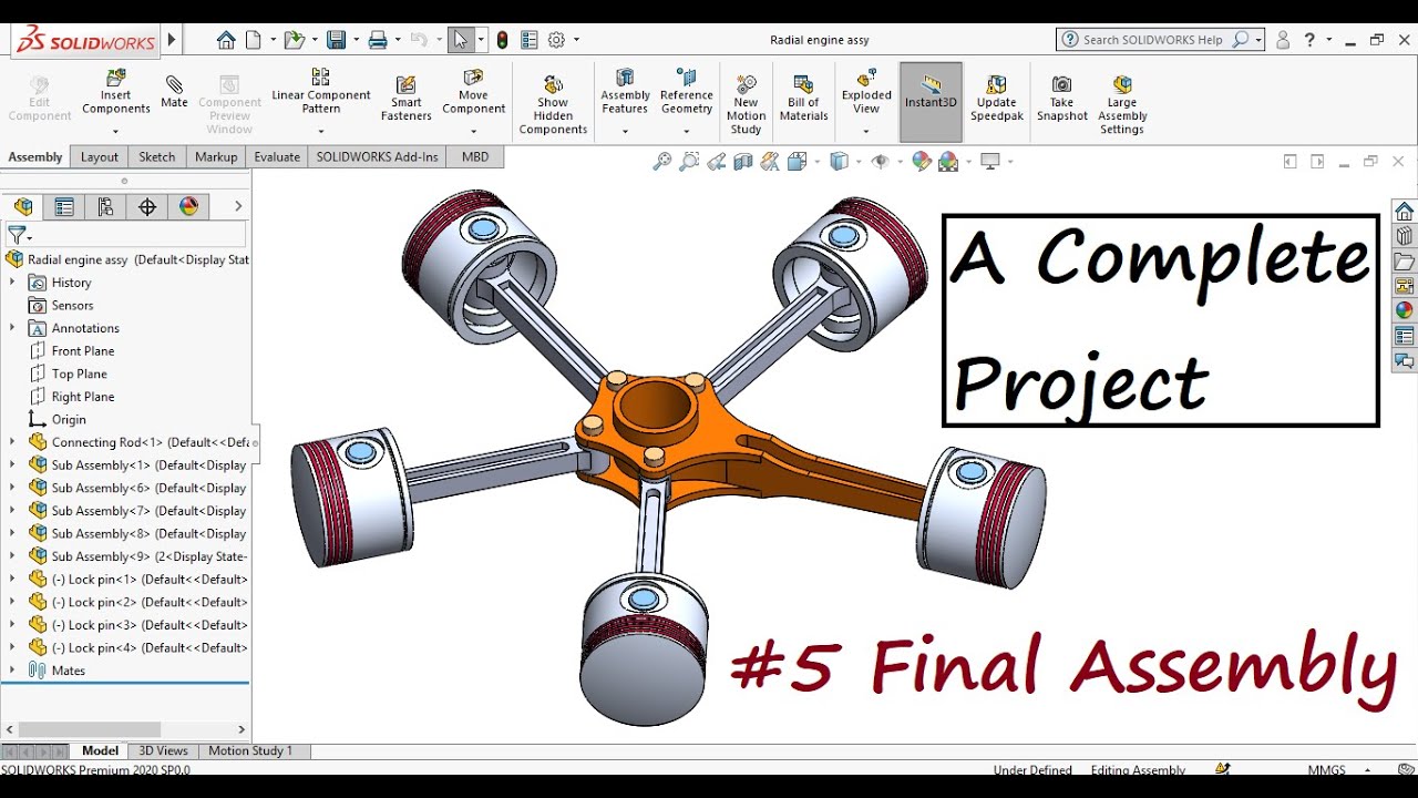 Solidworks Radial Engine Assembly  | Part 5   | Final Assembly