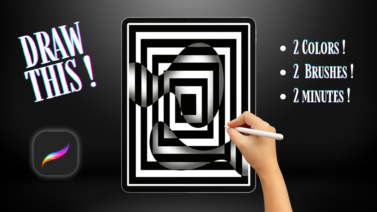 How to draw this Illusion in Procreate ! 2 Mns, 2 Brushes, 2 Colors !