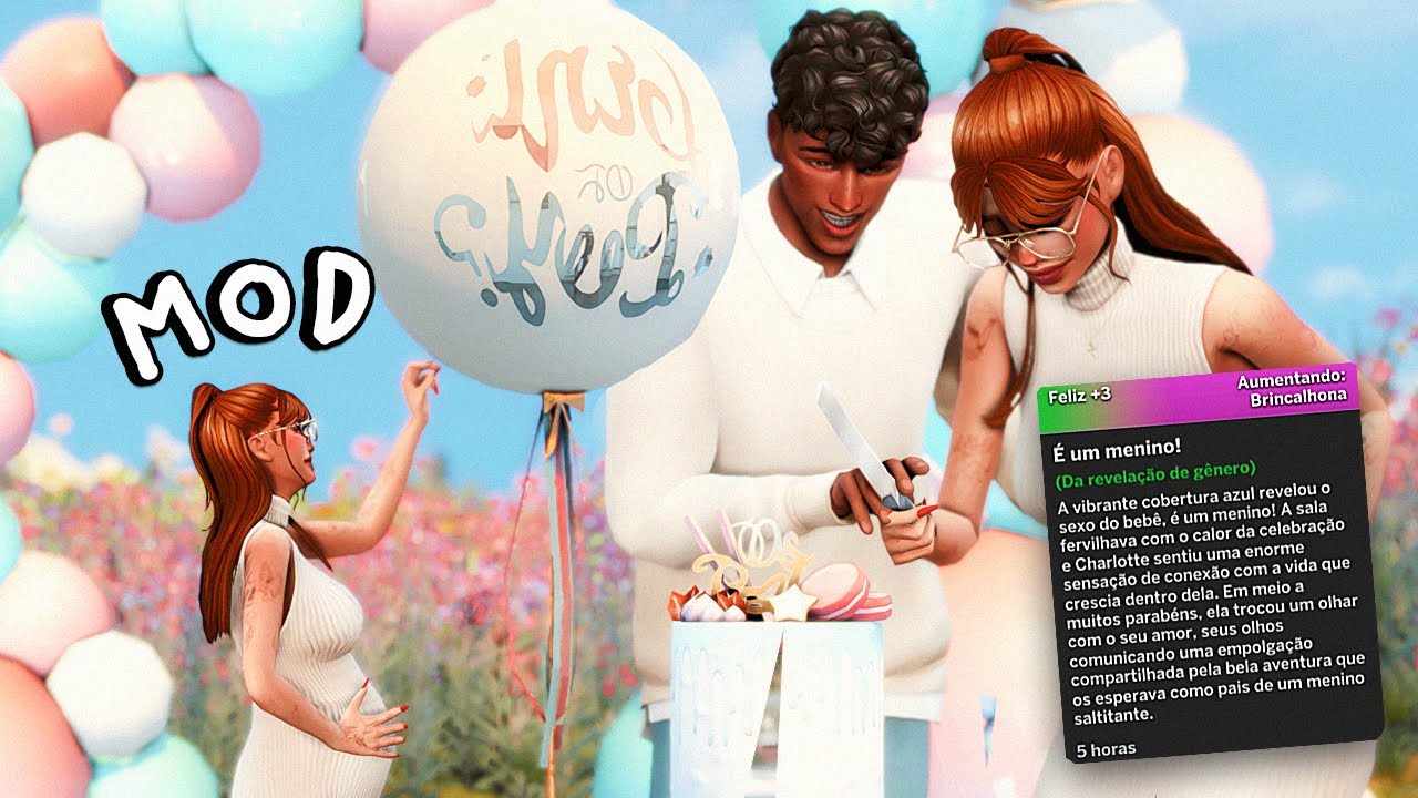 o MOD de CHÁ REVELAÇÃO realista no the sims 4 💗 (parto realista / child birth)