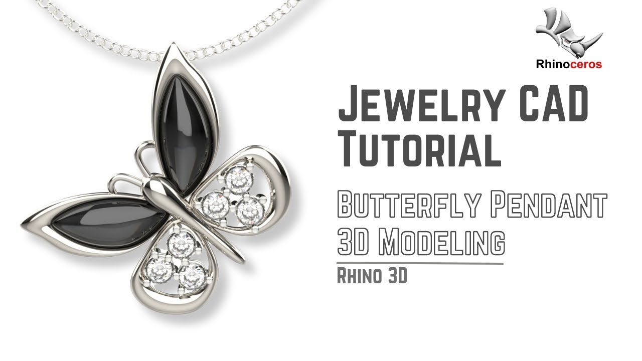 Butterfly Pendant 3D Modeling Tutorial with Stone Setting Details_Rhinoceros 3D Tutorial #483