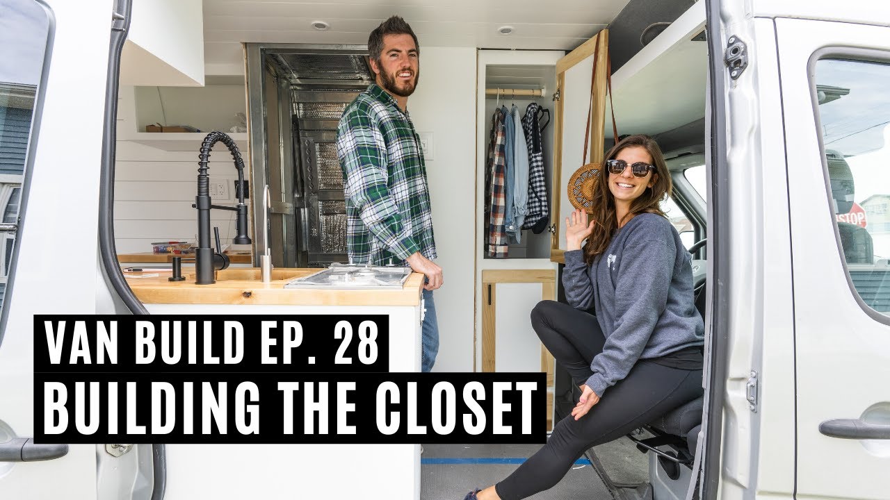 Building the Closet and the Electronics Drawer in our DIY Camper Sprinter Van -  Van Build Ep 28