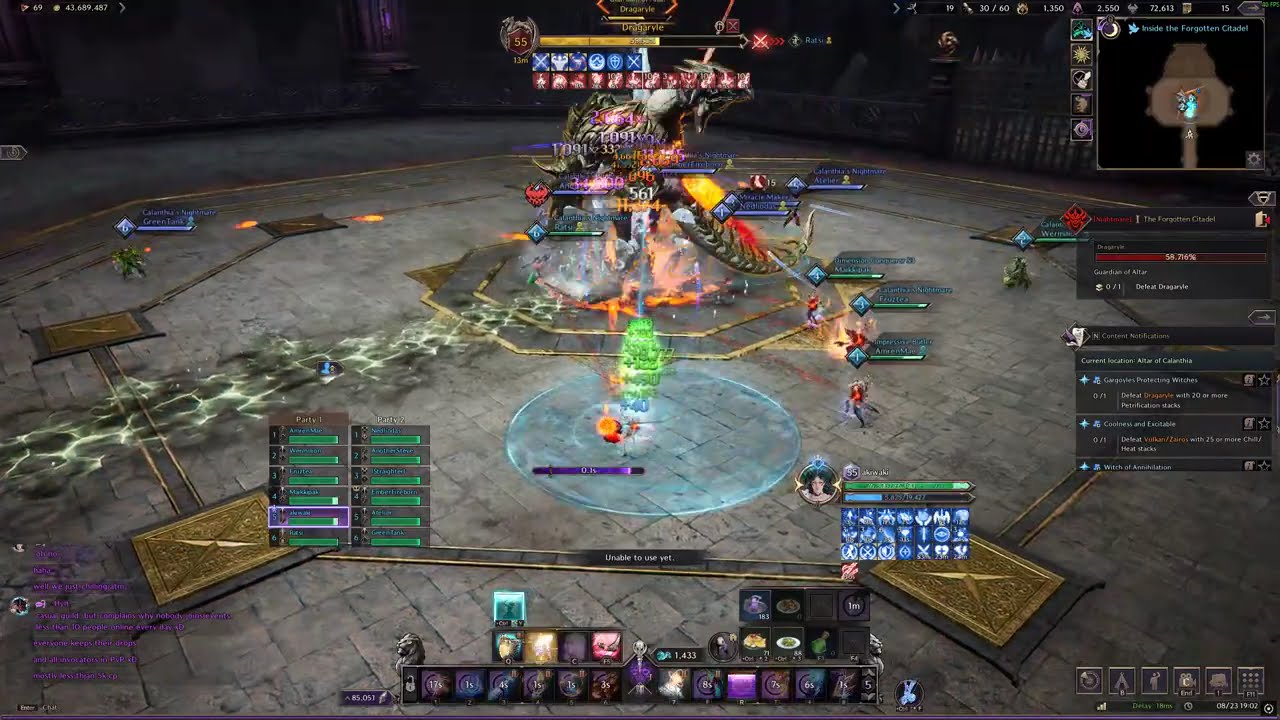 Throne and Liberty Raid: Altar of Calanthia Nightmare  First Boss Dragayle POV Invocator