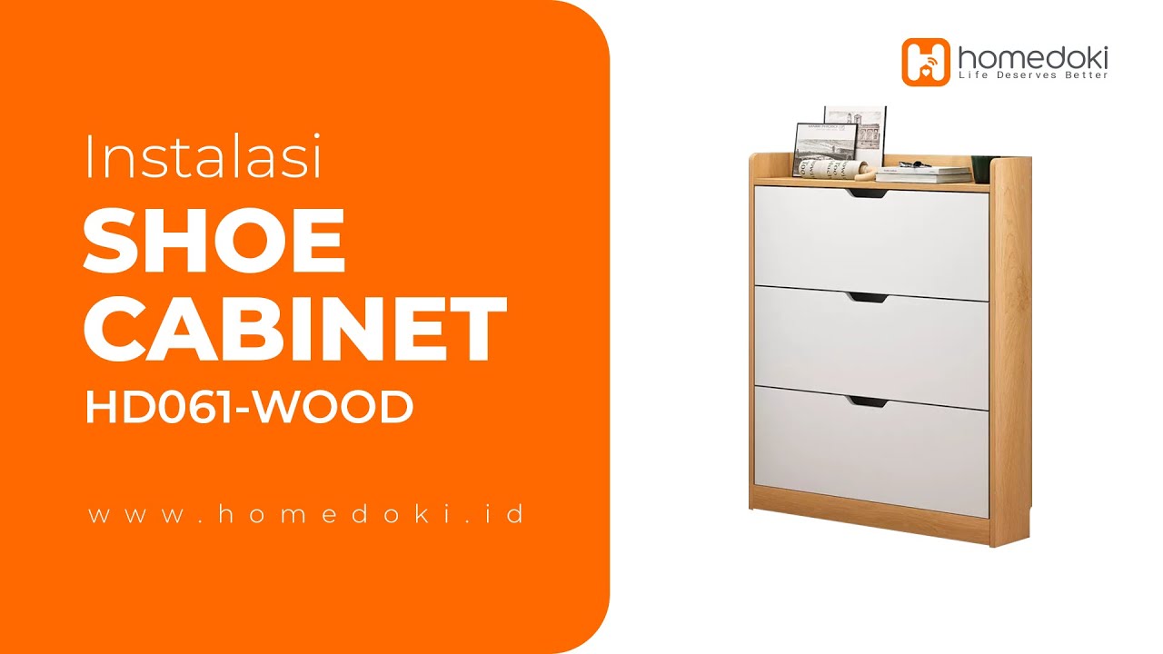 Pemasangan HD061-WOOD Rak Sepatu Susun