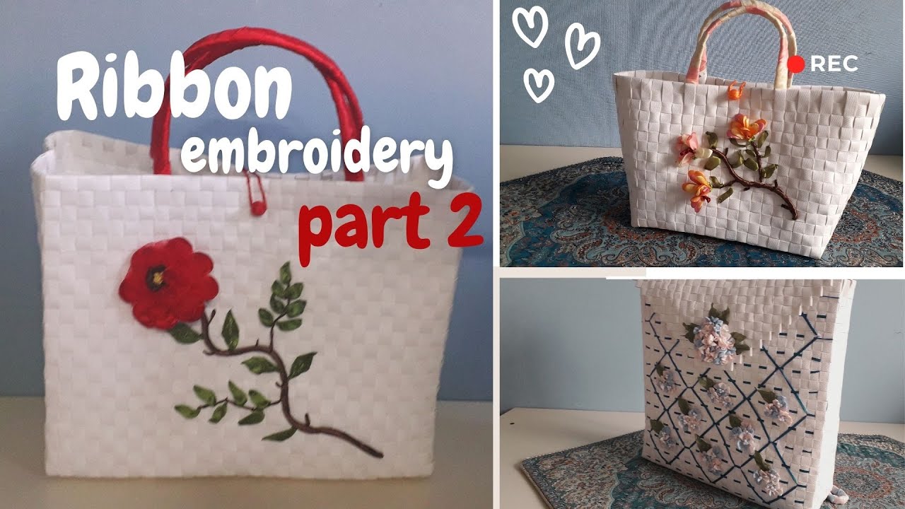 How to Make a Gorgeous Ribbon Embroidery on a Woven Straw Bag (Part 2)