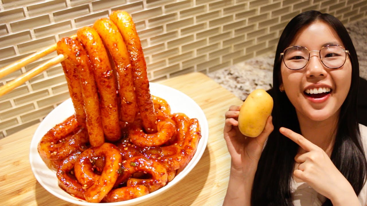 Spicy Potato Noodles 🥔 (2 ingredients to turn POTATOES into chewy NOODLES)
