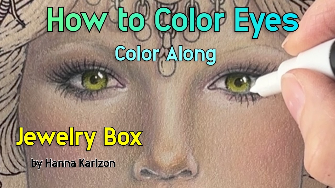 How to color Eyes with Coloring pencils. From Hanna Karlzon Jewelry Box coloring book.
