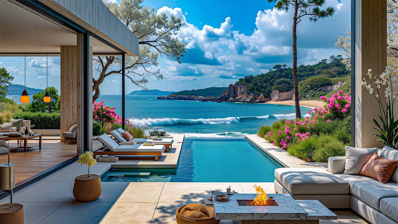 Dreamy Jazz On The Balcony Of A Seaside Resort - Soft Jazz & The Sound Of Ocean Waves In The Morning