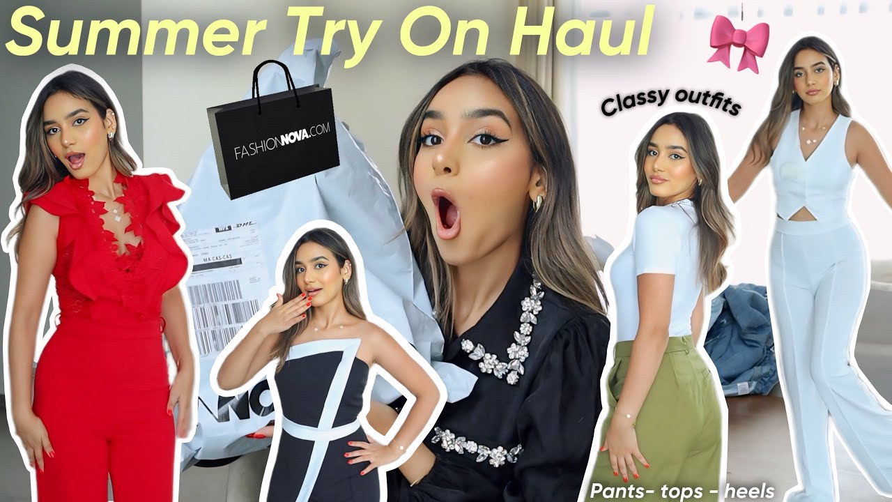 Summer Try On Haul 💌👗👠|أخيرا وصلوني حوايج الصيف 🎀🥰أجي نقيسوهم (FROM FASHIONNOVA🍒)