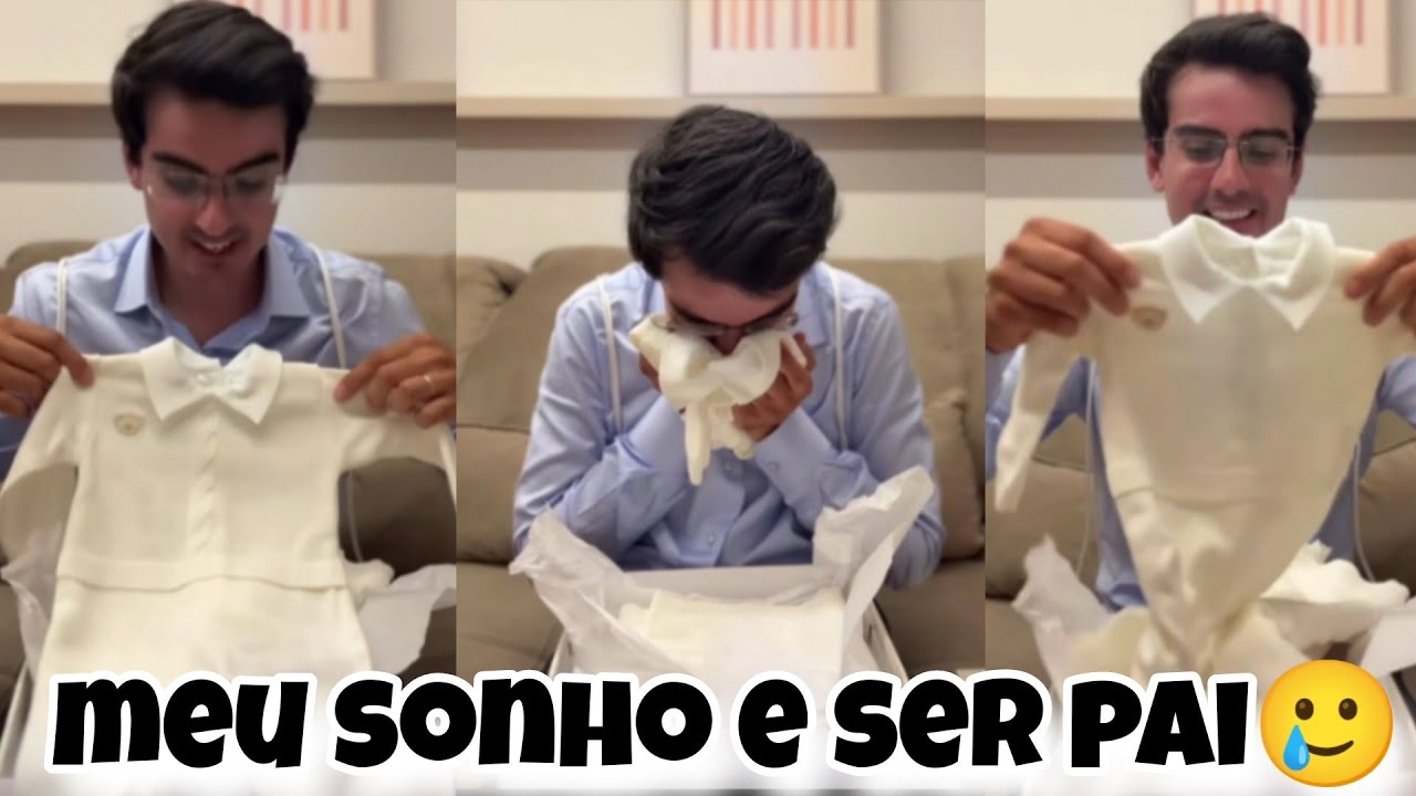 DUDU CAMARGO SE EMOCIONA APOS ELE E A SAORY GANHAR ROUPINHA DE BEBÊ 