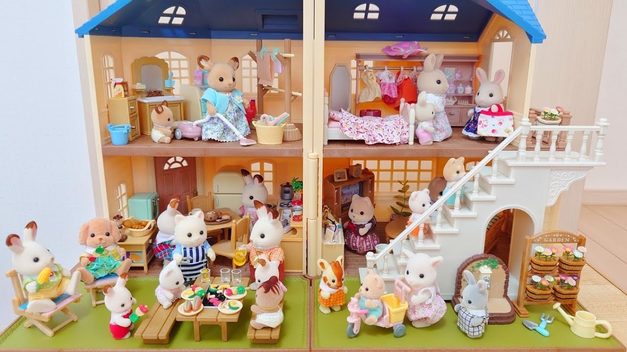 シルバニアファミリー カーポートのある青い屋根のお家 カントリーブティック sylvanianfamilies calicocritters 森林家族