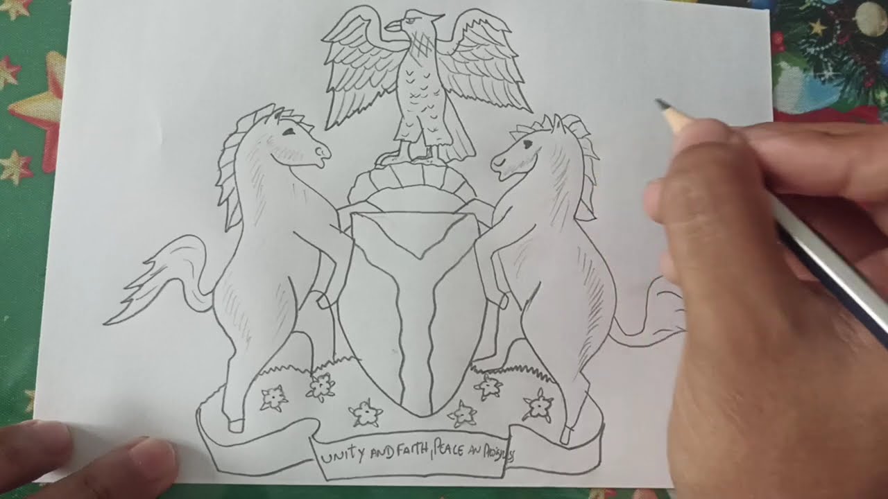 How to draw Nigeria Coat of Arms