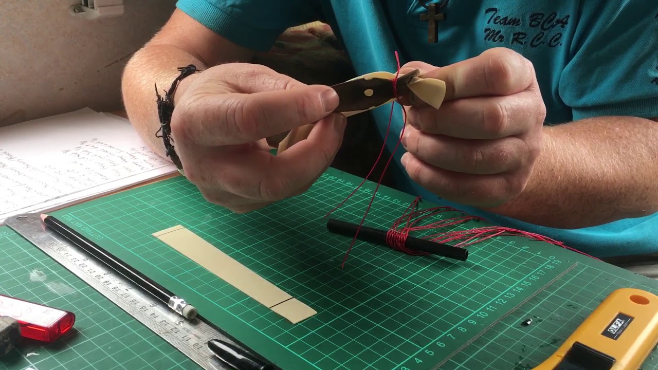 How I attach flatbands to the pouch to make a ttf bandset with no jig for a catapult slingshot
