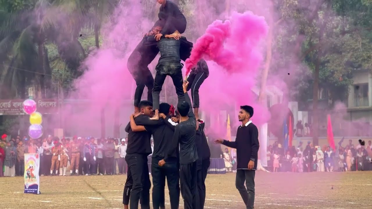 Cumilla cantonment high school boys showing their stunts skills