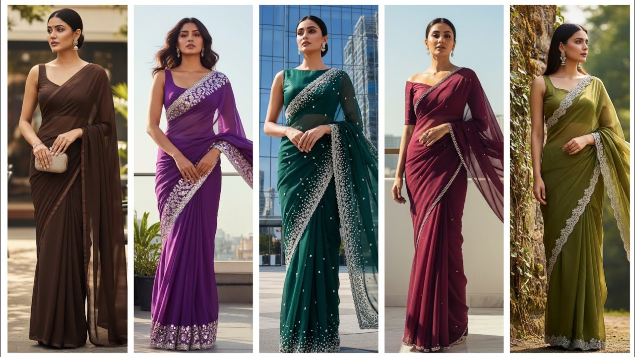 Новый модный дизайн сари для вечеринок | Красивый дизайн сари