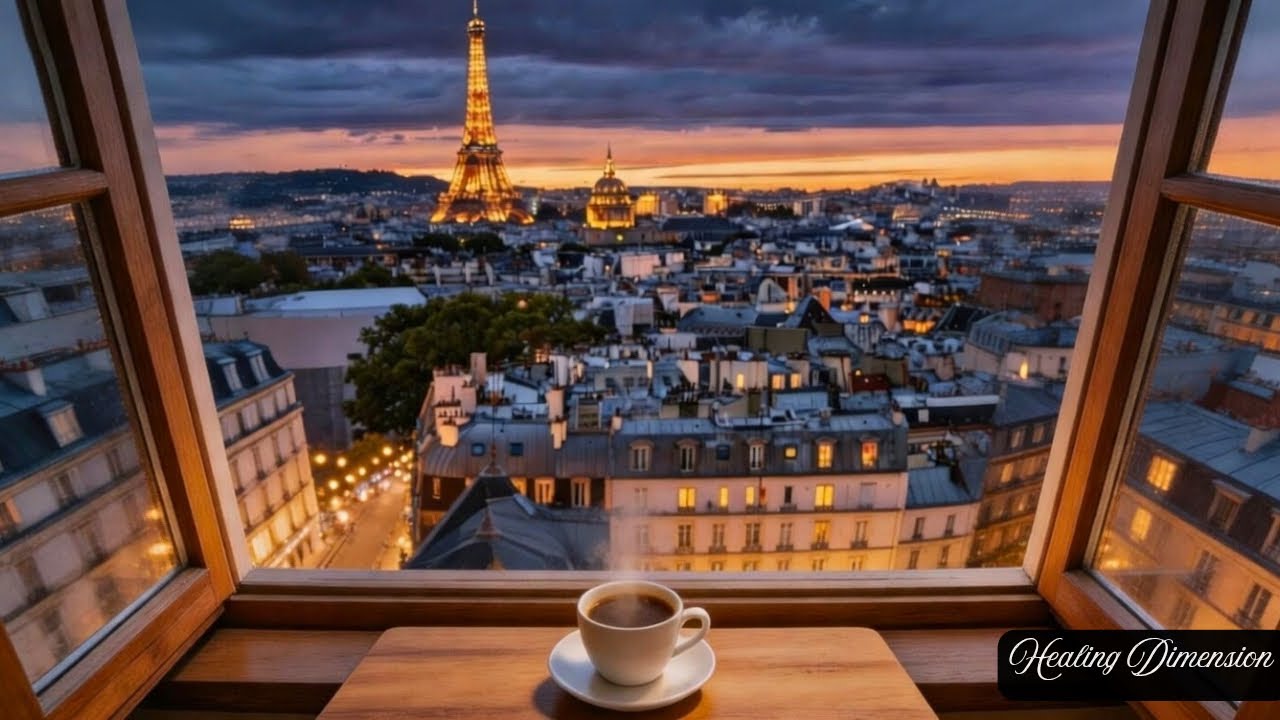 Paris Evening Glow 🌙 Window Jazz & Soft Piano BGM 巴黎夜色窗景 🌙 柔和爵士 背景音樂