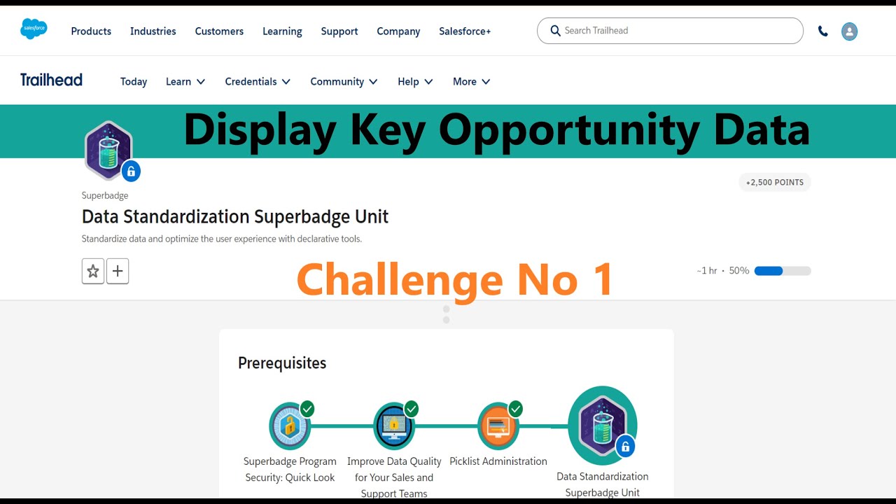 Display Key Opportunity Data|| Data Standardization Superbadge Unit