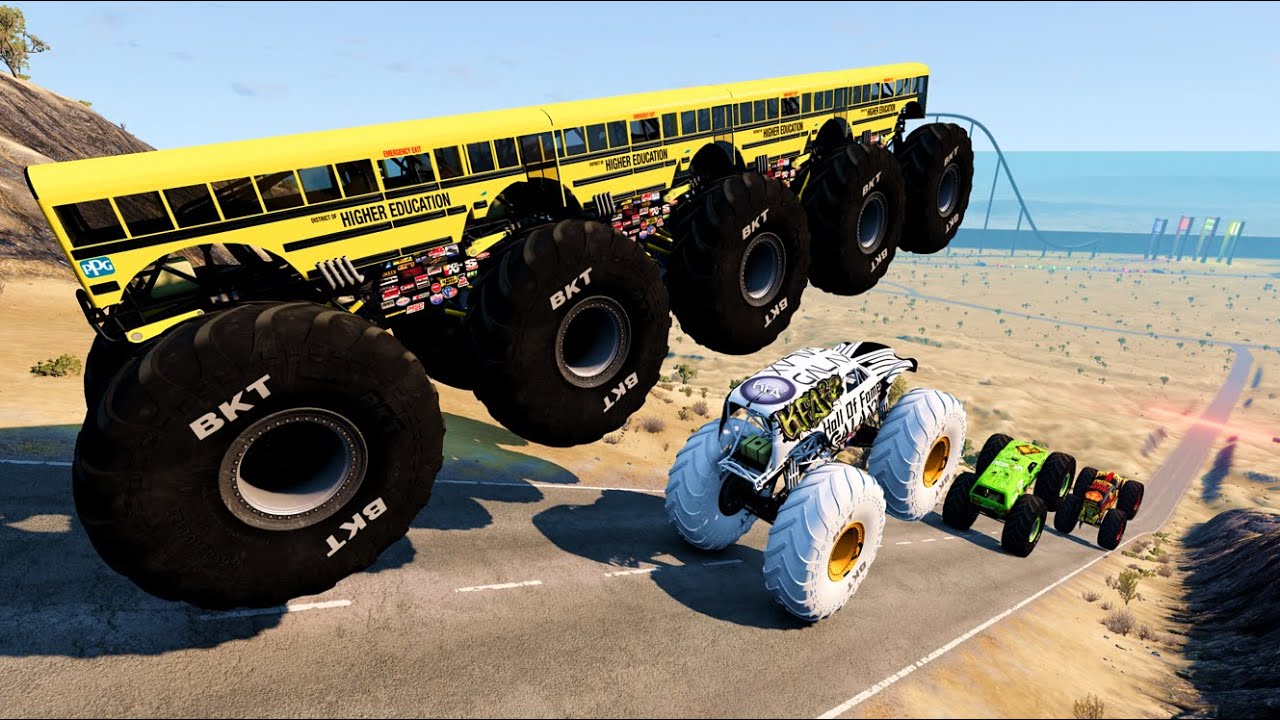 Epic High Speed monster trucks jumps stunts & crashes #054  | BeamNG Drive