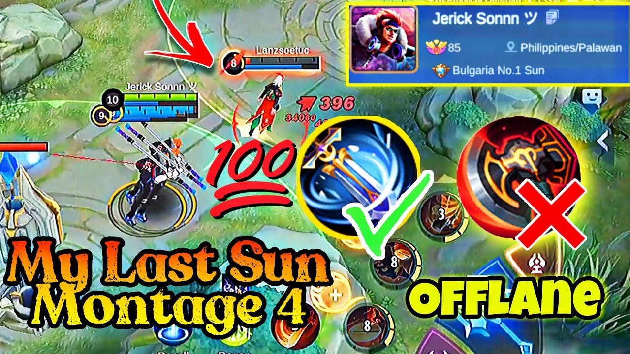MLBB SUN BEST MONTAGE 4 HIGHLIGHTS RANK TOP 1 GLOBAL  - JERICKSONNN