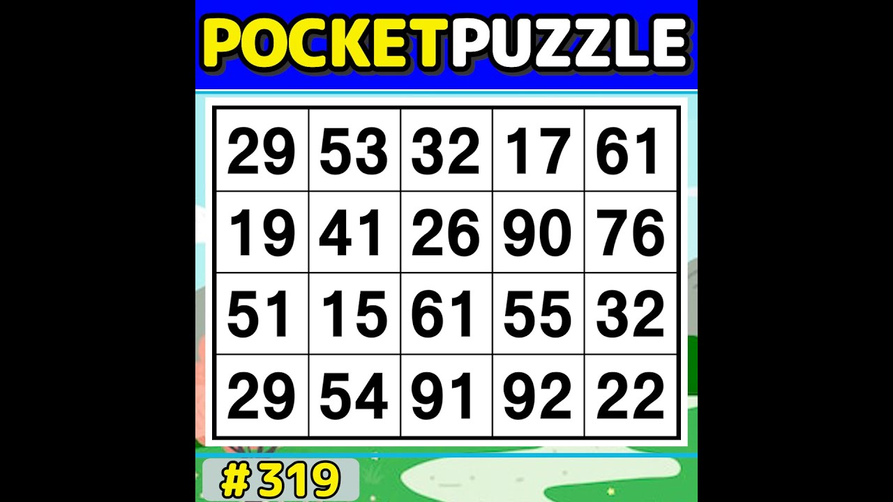 【Pocket Puzzle】 Improve memory & focus with number search 《Number Search|Brain training》 #319