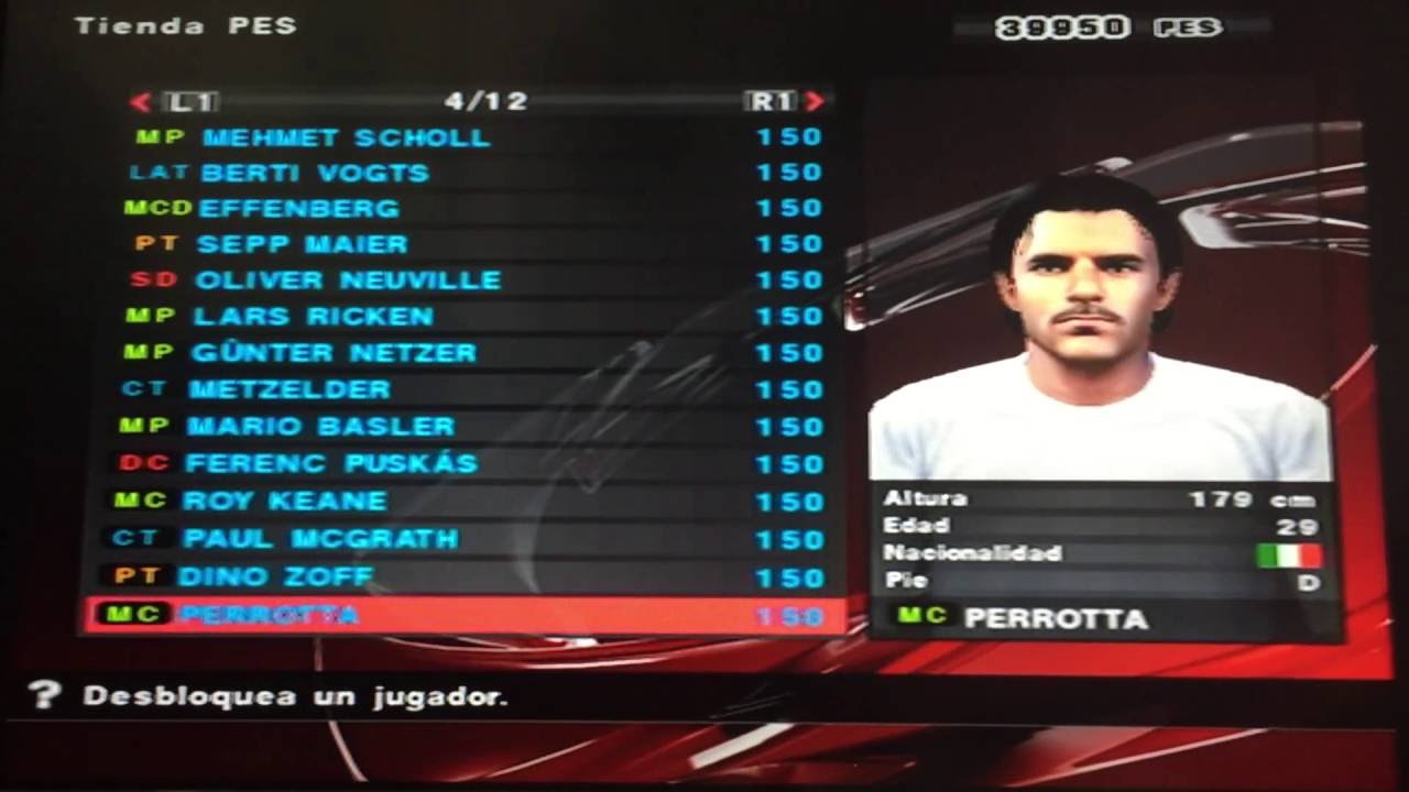 Nombres Reales PES 2014 (PES SHOP) - PlayStation2 (PS2) - Jugadores Ocultos LigaMaster