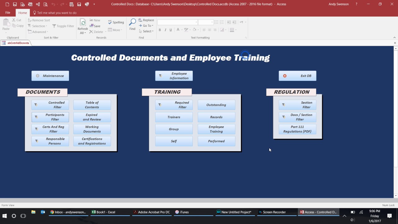 Controlled Documents & Training Database