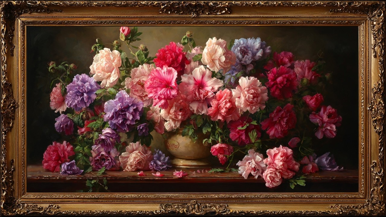4K Frame TV Art |Colorful Floral Oil Painting&ndash;Elegant Wall Decor for Living Room (2 Hours, No Sound)