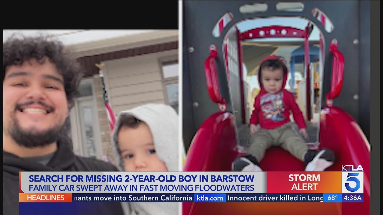 2-year-old missing after Barstow family's car swept away in flood waters
