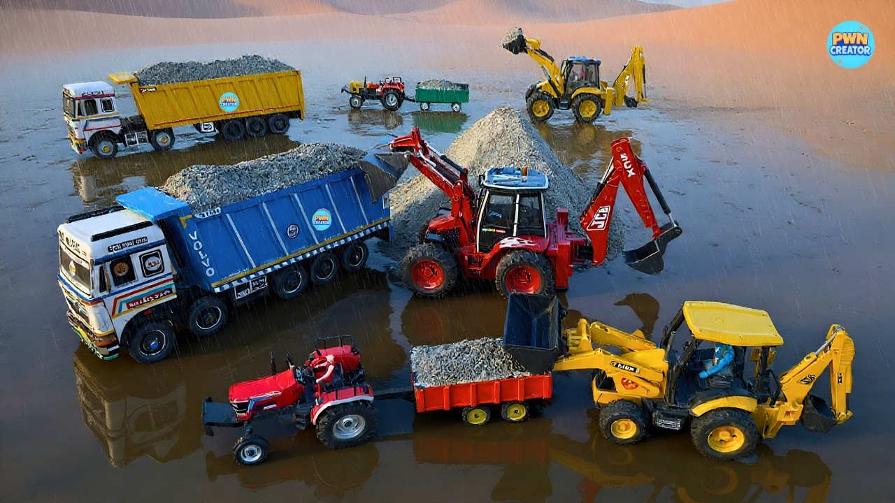 Mini tractor trolley videos | tractor jcb video | machine video | Jcb 5cx @PwnCreator