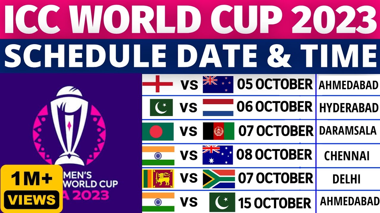 ICC World Cup 2023 Schedule Time Table | World Cup 2023 Schedule | 2023 World Cup Schedule