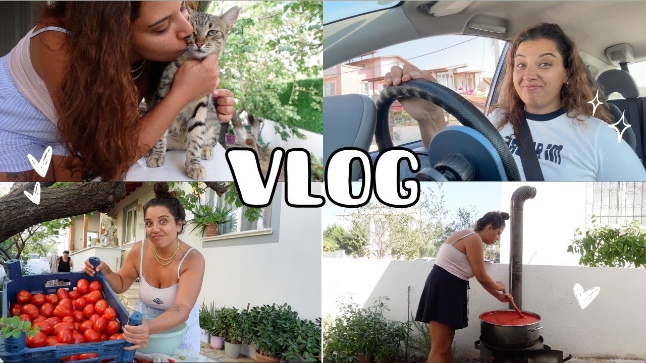 AİLEME KAHVALTI HAZIRLIYORUM 🍳 60 KG DOMATESTEN ODUN ATEŞİNDE SALÇA YAPIYORUZ #vlog #ezgikerkaya