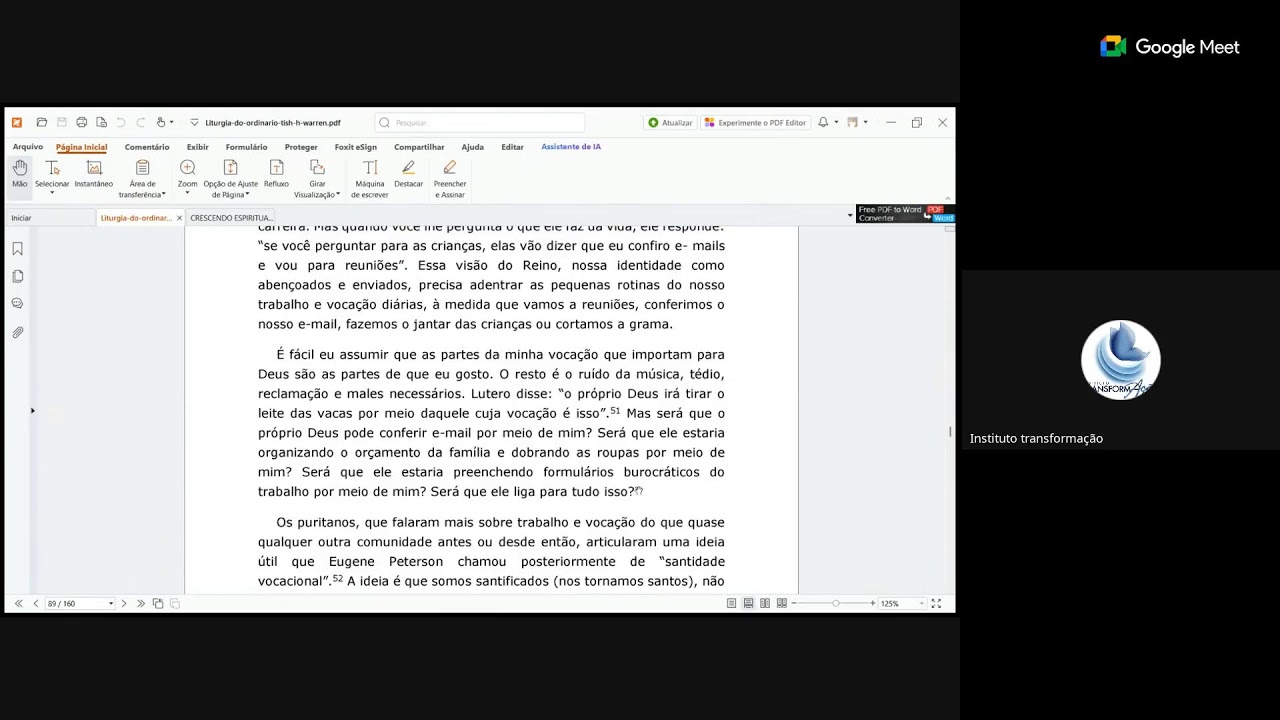CLUBE DE LEITURA| LITURGIA DO ORDINÁRIO -13/02/2026