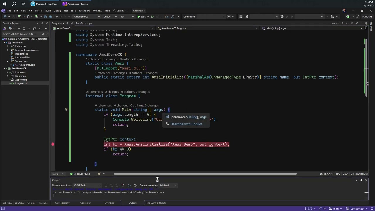 Сканирование AMSI — версия C#