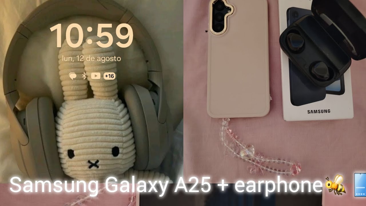 Samsung Galaxy A25 5G aesthetic unboxing |accessorie + earphones📱