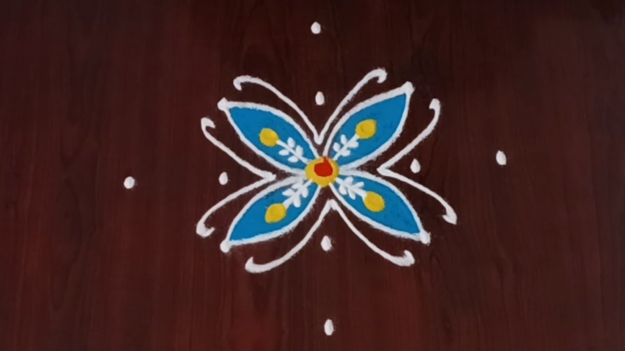 Ugadi muggulu 🥭 5*1 dots festival rangoli 🌺simple muggulu 🌺