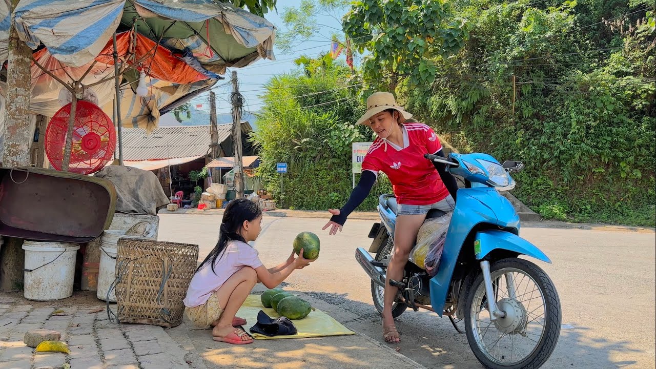Бедная девушка. Соберите урожай папайи и принесите ее на рынок для продажи.