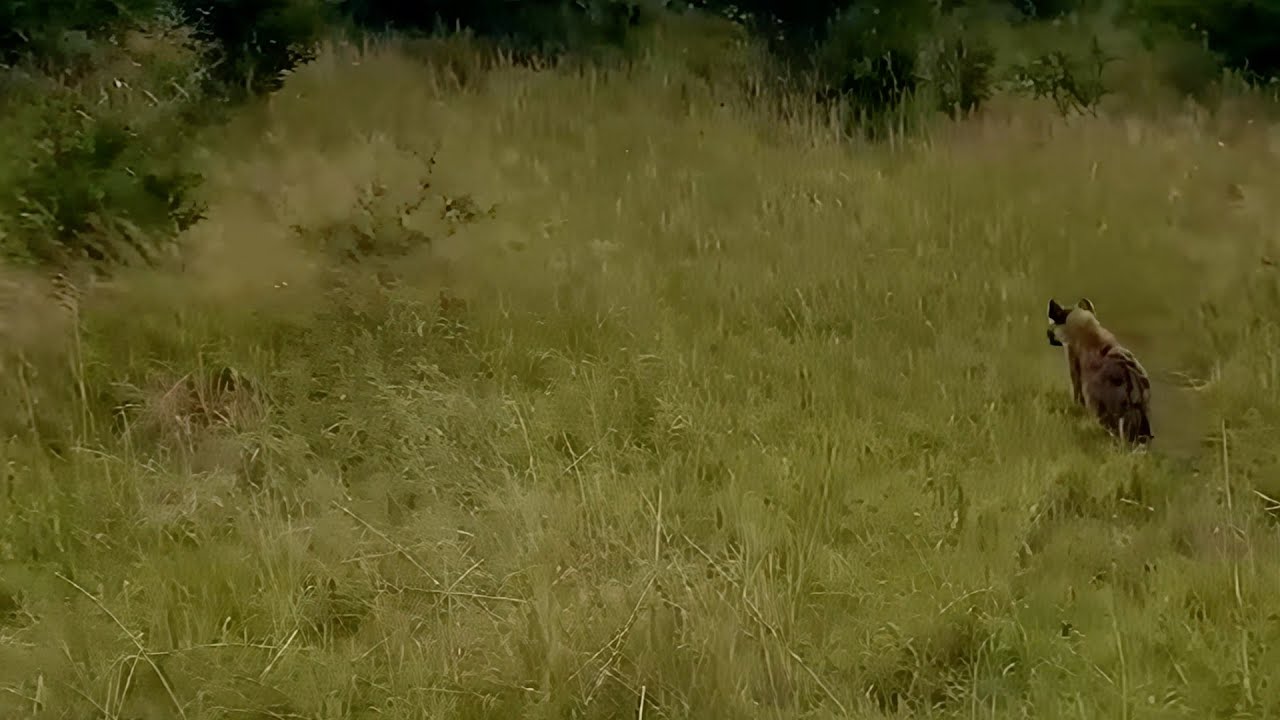 Hyena can't see the lion