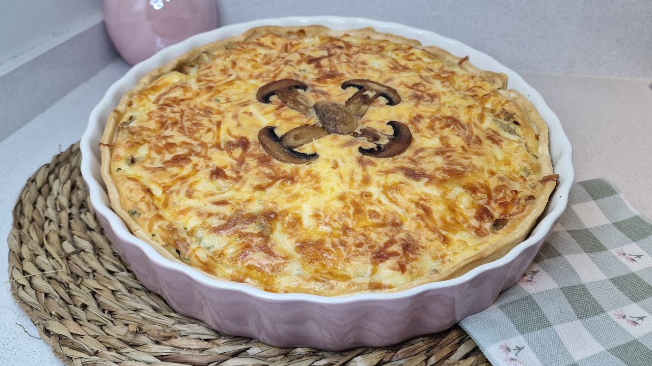 QUICHE DE BACALAO CON CHAMPIÑONES. Te sorprenderá lo riquísima que queda! #recetas