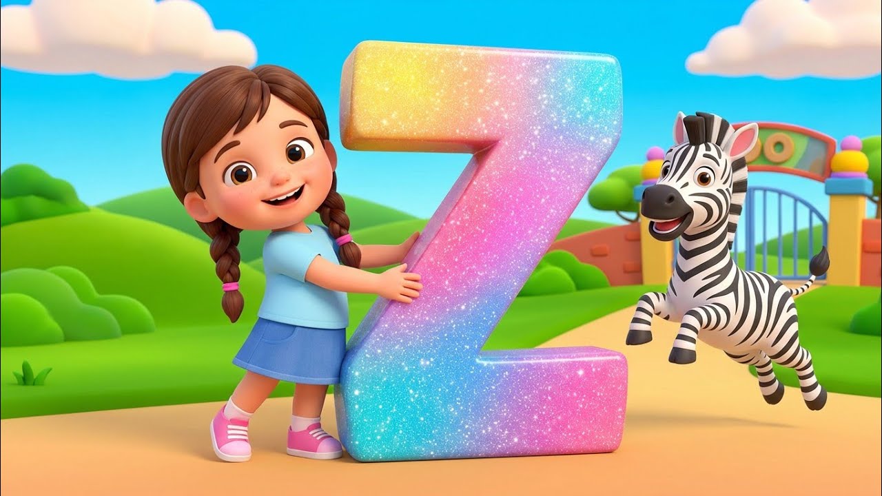 تعليم حرف Z للأطفال (نطق وكتابة) | كلمات بحرف Z (Zebra, Zoo) مع عالم دنا 🦓/الحروف الإنجليزي