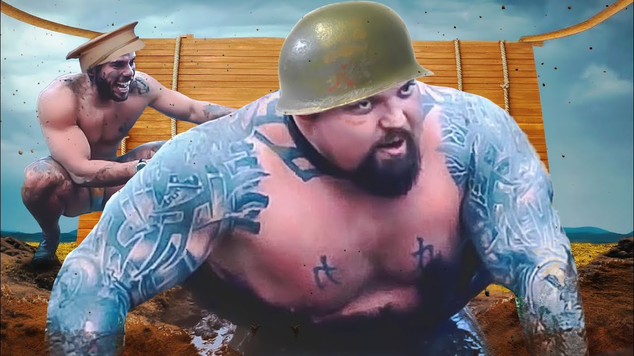 The Worlds strongest man tries ARMY assault course | GETS STUCK IN HOLE ft Ross Edgeley