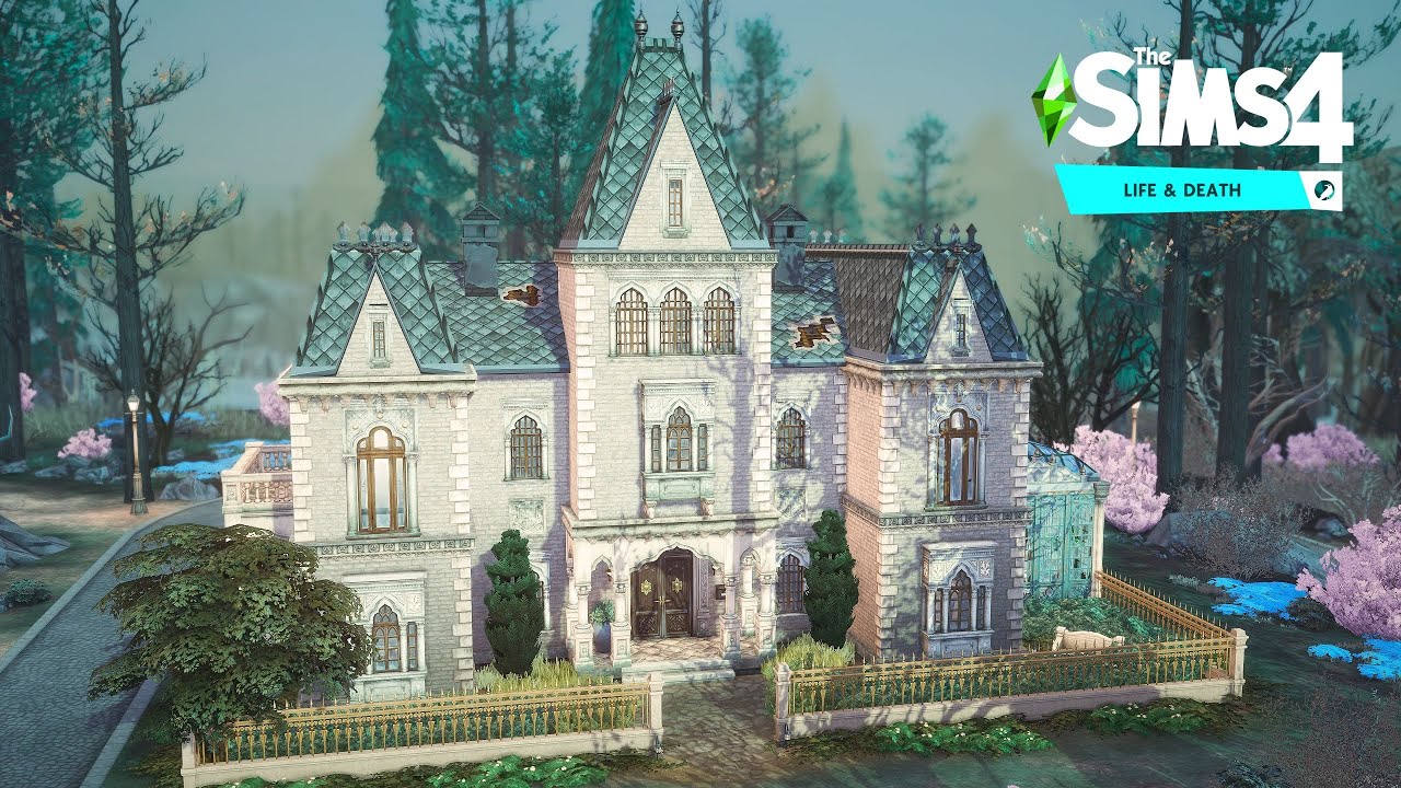 HAUNTED HOUSE (no CC) | The Sims 4 Life & Death | Sims 4 Speed Build (stop motion style)