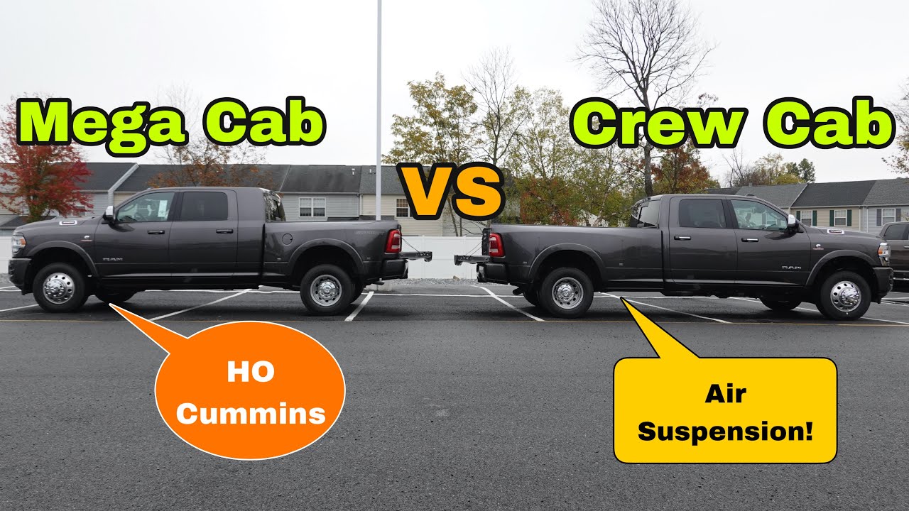 Сравнение кабин Crew Cab и Mega Cab для тяжелого грузовика RAM 3500 Cummins 2020 года