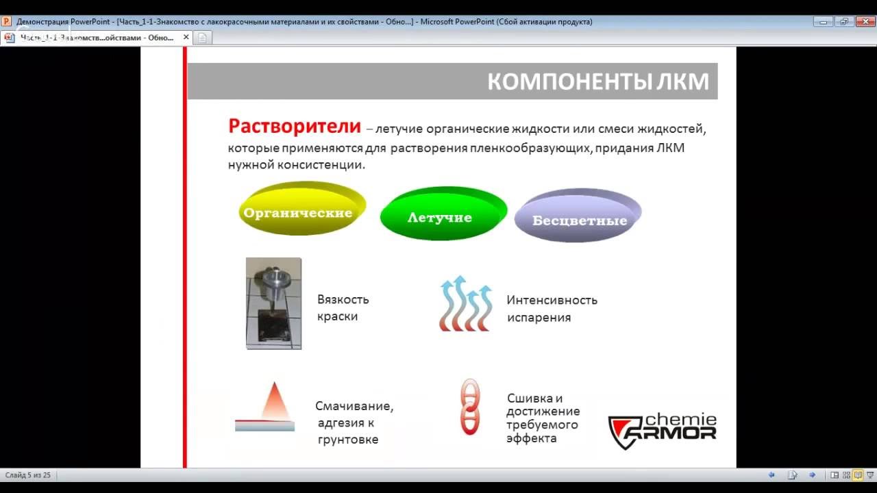 Знакомство с лакокрасочными материалами и их свойствами