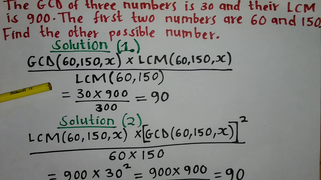 Given the GCD and LCM of three numbers, and two of the numbers as 60 and 150, Find the 3rd number.
