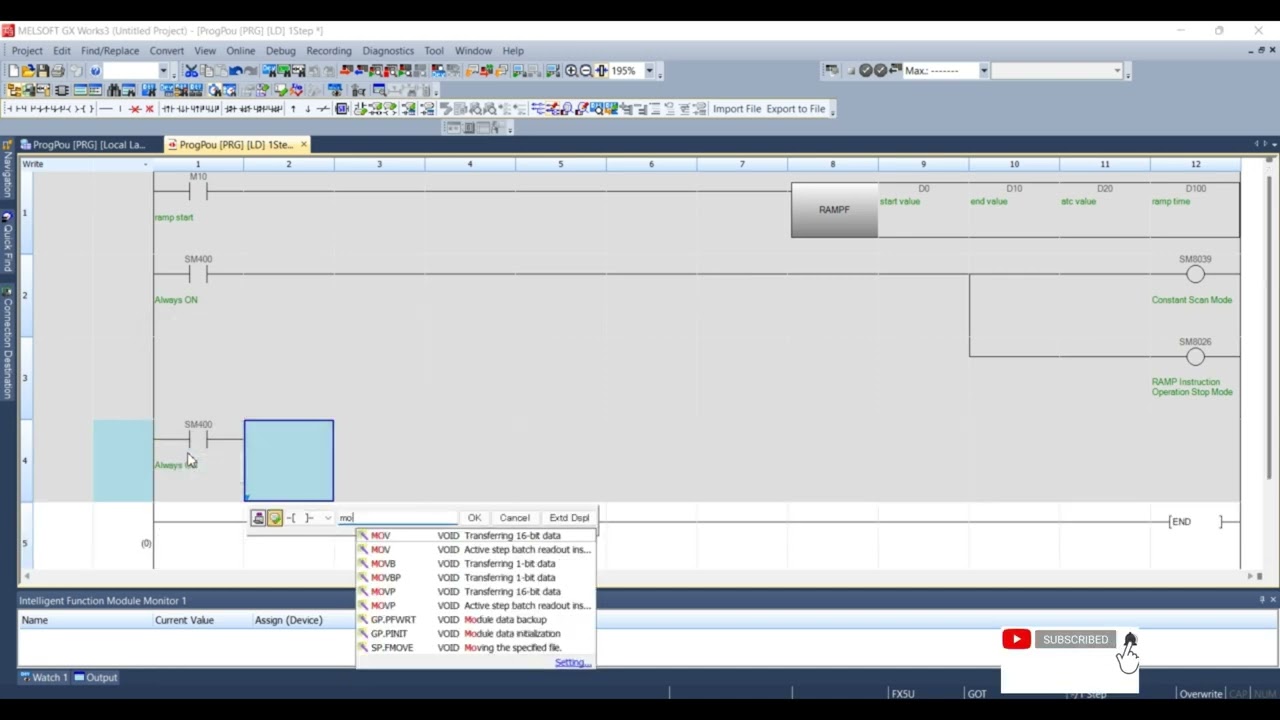 How to Use RAMP Instruction With FX5U PLC GX Works3 ||Sample Video
