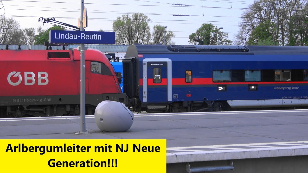 Lindau: Arlbergumleiter,💫🌜Nightjet Neue Genaration NJ446, EN, Containerzug mit Northrail Vectron