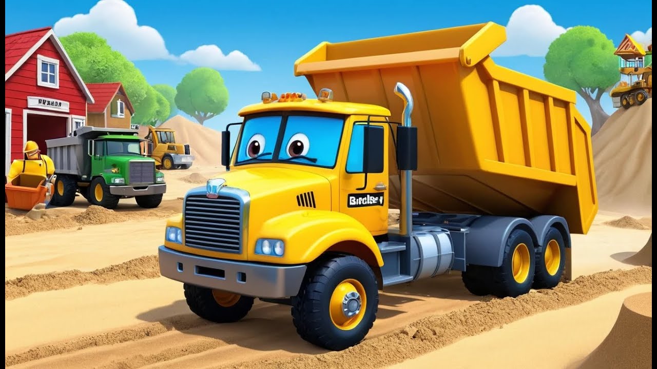 Un camion benne deverse du sable