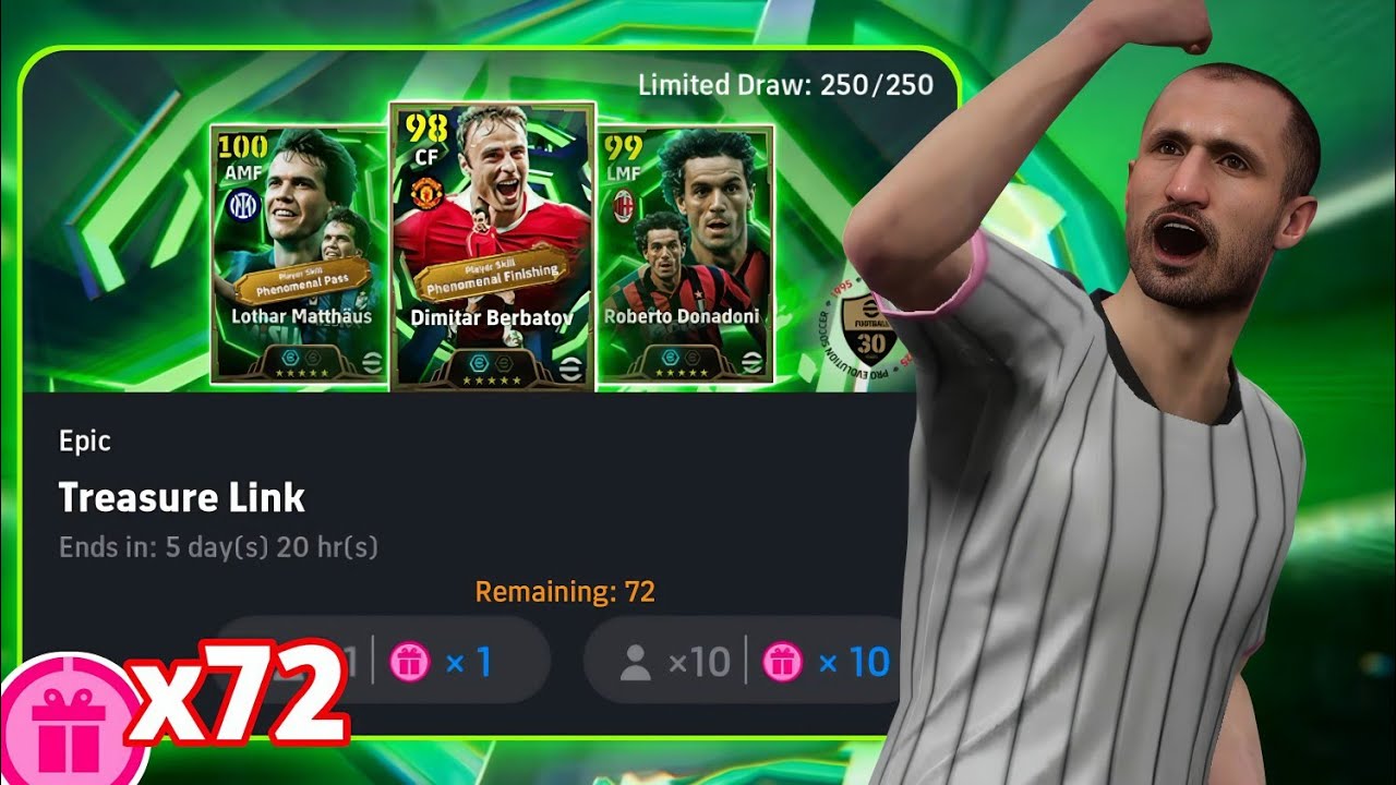 Free EPIC Card!! 🎉🎁 X72 Treasure Link Pack Opening! eFootball 2026 | Epic Matthaus, Chiellini