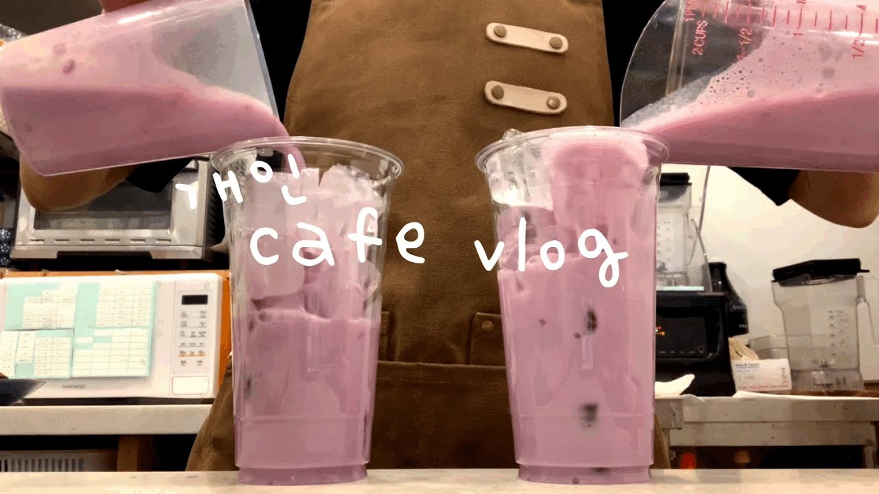 sub. cafe vlog. 양손스킬 더 키워서 올게요 (?)🍠 자색고구마 가득🍠 . 오피스상권카페. 개인카페 브이로그. 카페알바 브이로그