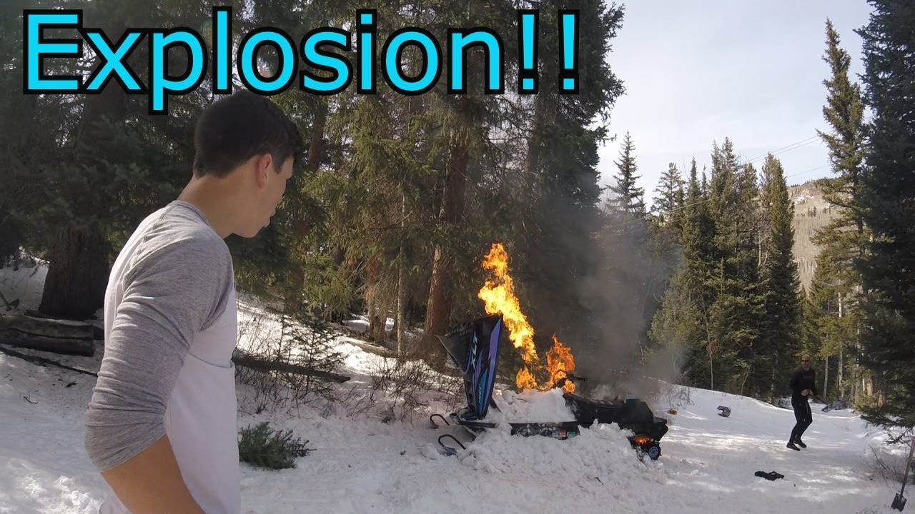 Snowmobile Catches On Fire And Blows Up!!